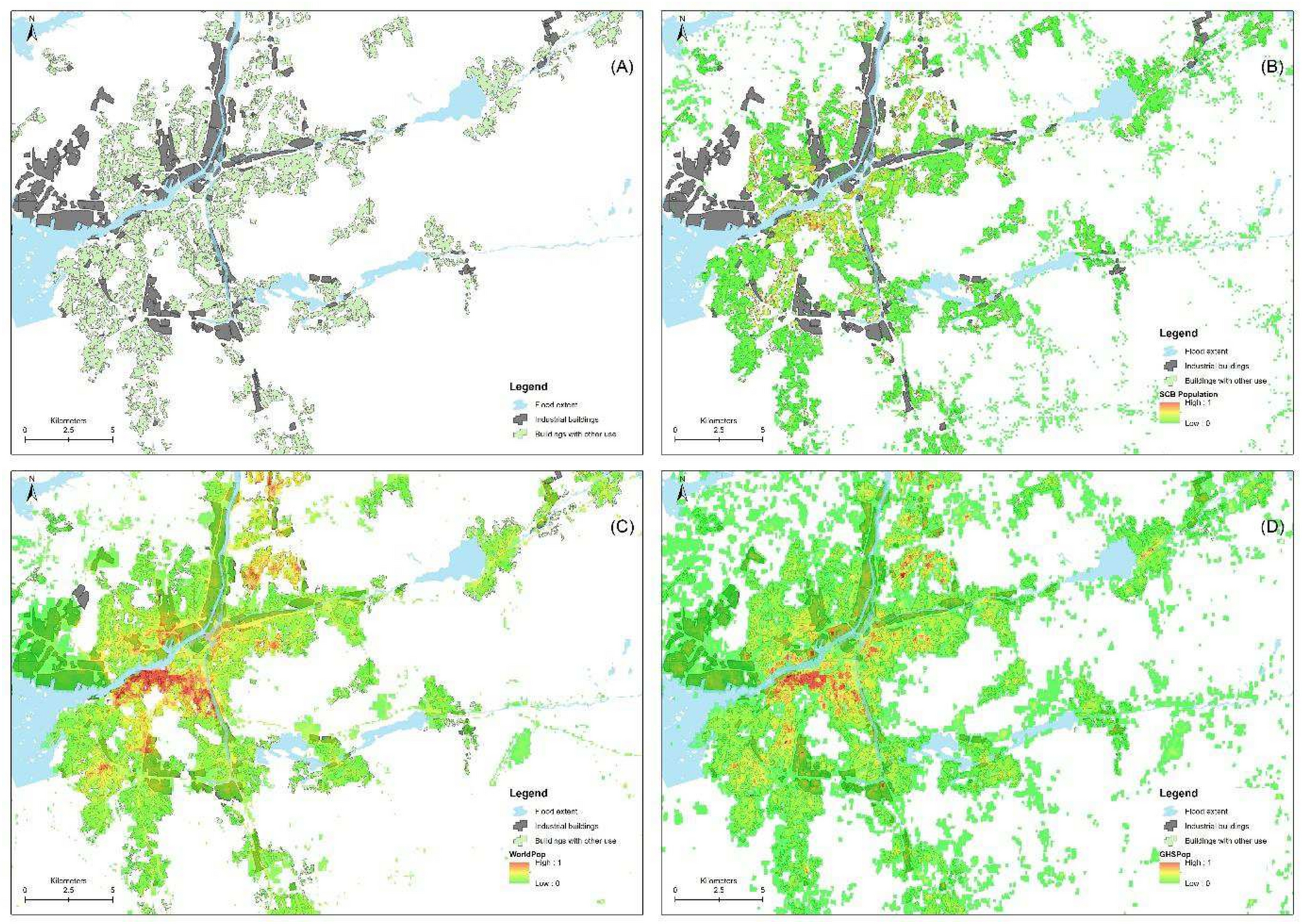Comparison of population distribution between the known population data
