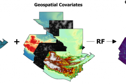 Schematic overview of the approach to generate gridded population estimates using the random forest (RF) model.